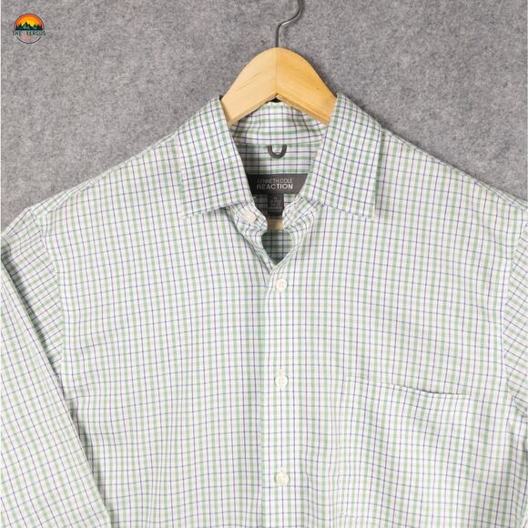 Kenneth Cole Reaction Dress Shirt Green Regular Fit Long Sleeve Men's 15-15.5 - Picture 3 of 10